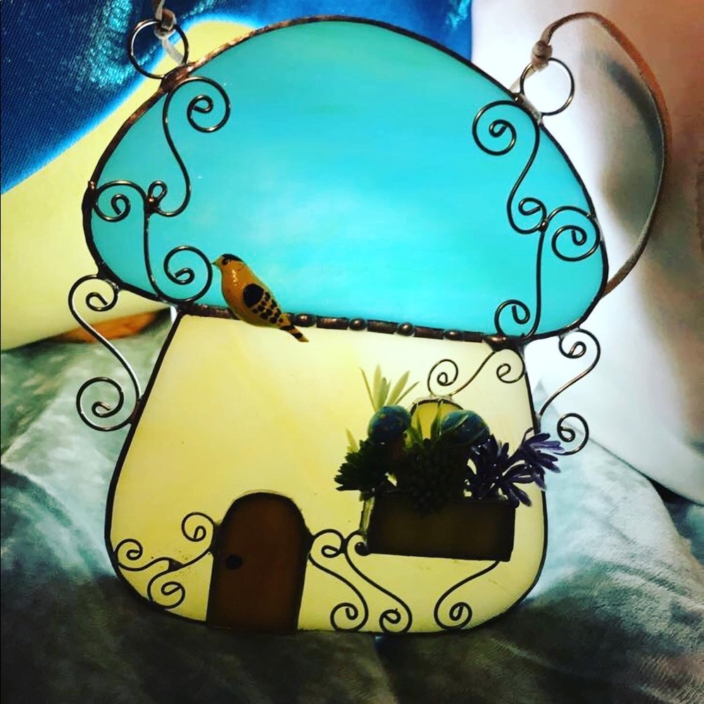 Handmade mushrooms glass house